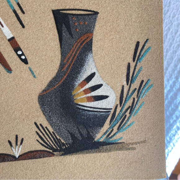 Vintage Navajo sand painting tribal indigenous art - Picture 3 of 8